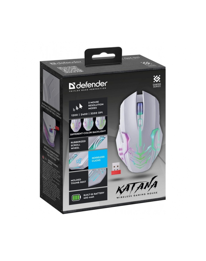 defender Mysz gamingowa bezprzewodowa KATANA RF 3200DPI 7P Biała główny