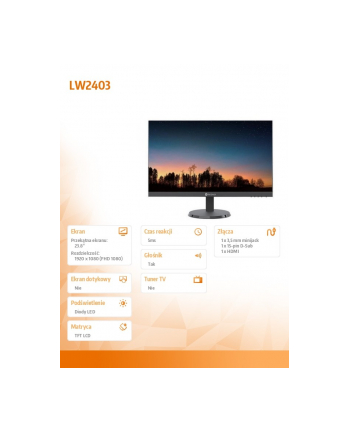 ag neovo Monitor 23.8 cala LW-2403 IPS 100Hz HDMI  VGA Głośniki