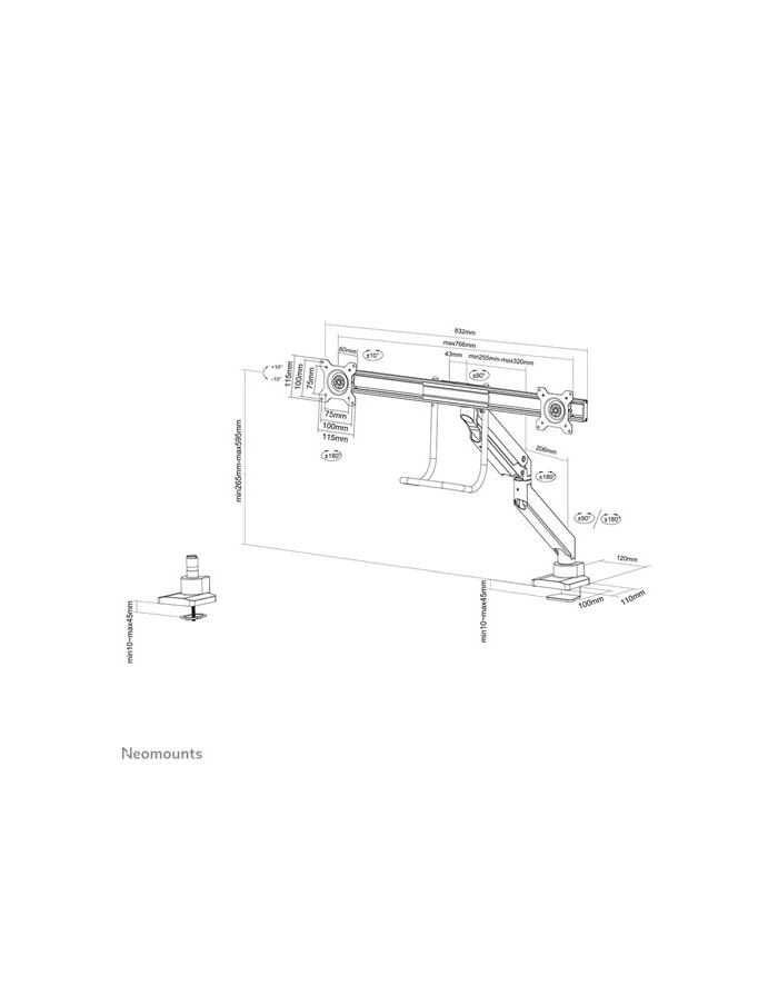 neomounts Uchwyt biurkowy na 2 LCD NM-D775DXWHITE główny
