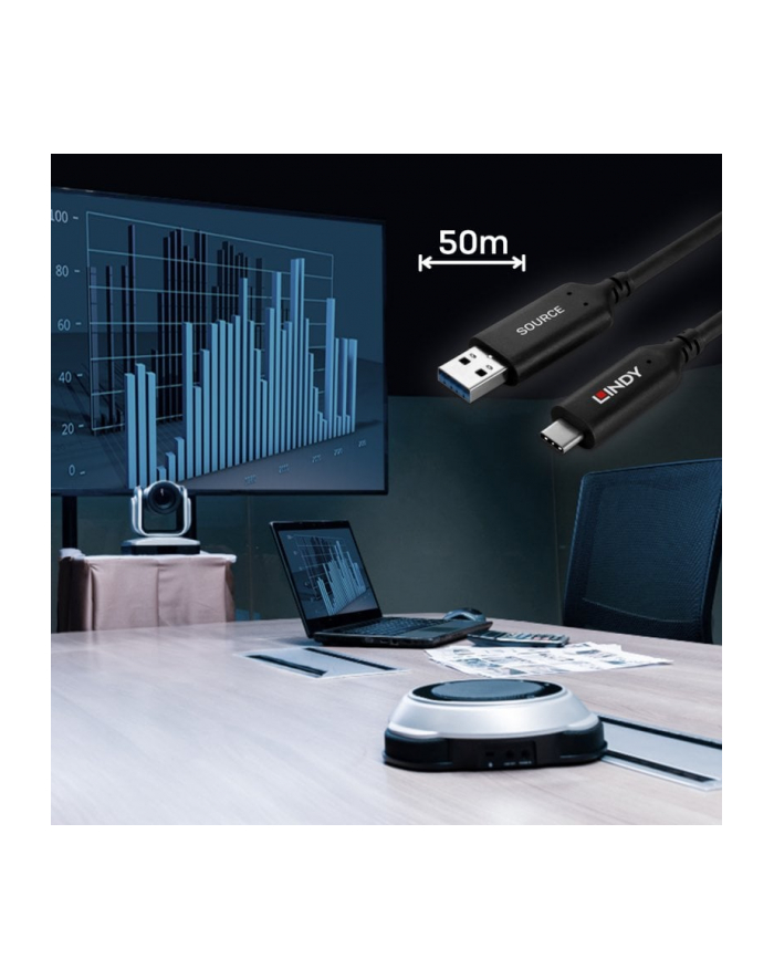 LINDY 50m USB 3.2 Gen 1 Typ A an C Hybridkabel główny