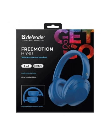 defender Słuchawki bezprzewodowe nauszne FREEMOTION B490 Niebieskie