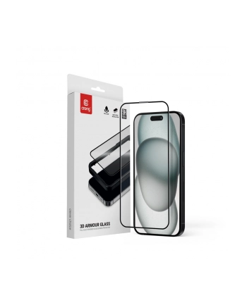 crong 3D Armour Glass - Szkło hartowane 9H Full Glue do iPhone 16 / iPhone 15 + ramka instalacyjna