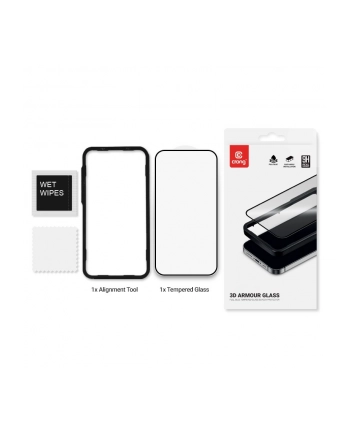 crong 3D Armour Glass - Szkło hartowane 9H Full Glue do iPhone 16 / iPhone 15 + ramka instalacyjna
