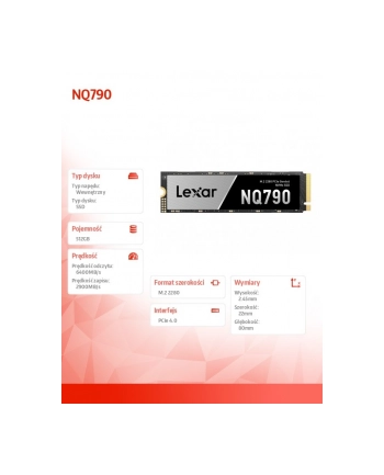 lexar Dysk SSD NQ790 512MB NVMe 4x4 2280 6400/2900MB/s