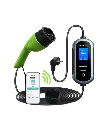 qoltec Mobilna ładowarka do samochodu elektrycznego EV z regulacją 2w1  Typ2 | 3.5kW | 230V | Wi-Fi | TUYA | SMART LIFE | LCD | 5m nr 2