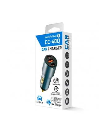 everactive Ładowarka samochodowa CC-40Q QC3.0 60W 1X USB 2X USB-C PD czarna