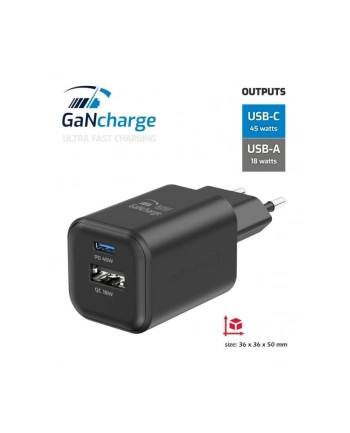 Swissten Network Adapter Gan 1X Usb C 45W Pd A 18W Qc Black