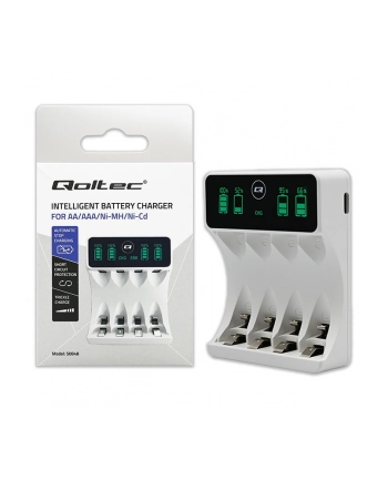 qoltec Ładowarka do akumulatorków Ni-MH typu R03 AAA R6 AA | LCD | kabelUSB-C | Biała nr 2