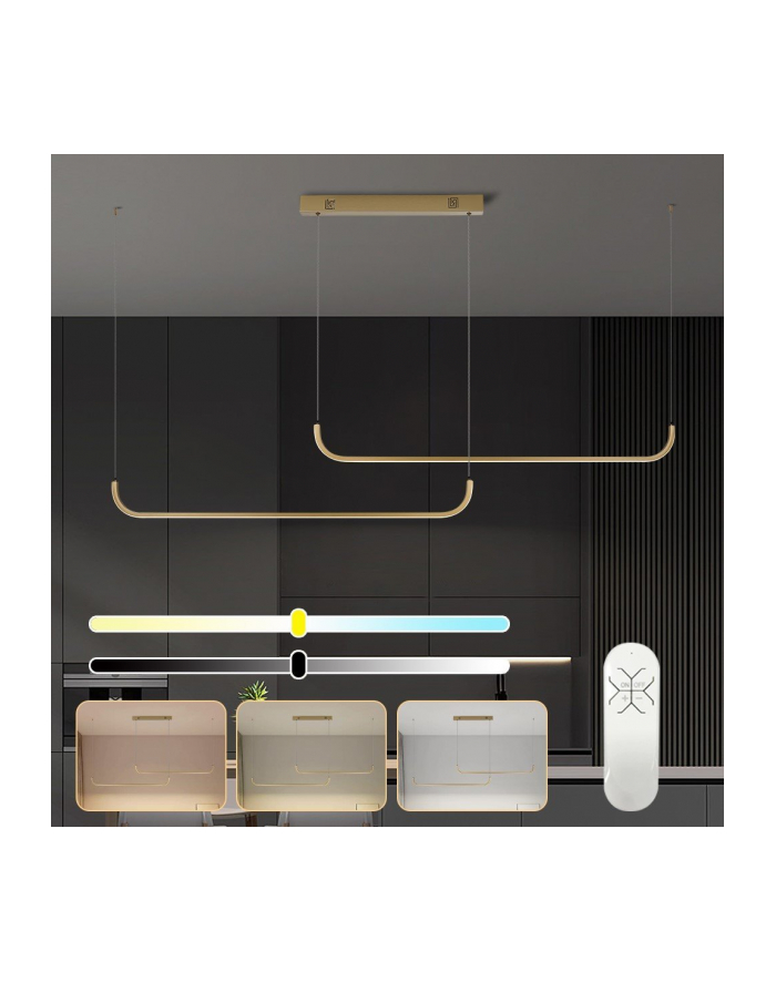 Immax Neo Pattini Smart Podwójna Oprawa Wisząca 160-280Cm, 53W, 3640Lm Złota Zigbee 3.0, Tuya główny