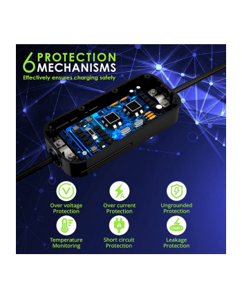 qoltec Mobilna ładowarka do samochodu elektrycznego EV z regulacją 2w1  Typ2 | 3.5kW | 230V | LCD | Przenośna |4m nr 1