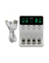 qoltec Ładowarka do akumulatorków Ni-MH typu R03 AAA R6 AA | LCD | kabelUSB-C | Biała - nr 2