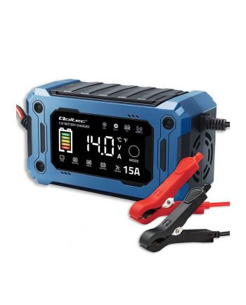 qoltec Mikroprocesorowa ładowarka 12V 15A | Prostownik z funkcją naprawy i podtrzymania zasilania podczas wymiany akumulatora | do AGM GEL LiFePO4 |   LCD nr 2