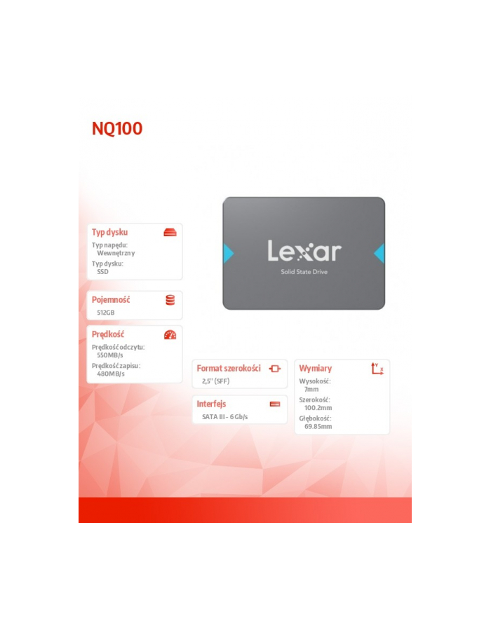 lexar Dysk SSD NQ100 512GB SATA3 2.5' 560/480MB/s główny