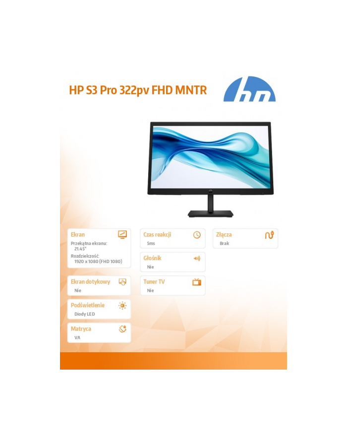 hp inc. Monitor S3 Pro 322pv 21.45 FHD  9U5A2AA#ABB główny