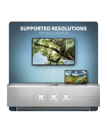 axagon HMC-CUB83X2 Wieloportovy hub USB 7in1, 10Gbps, 2x USB-A, 1x USB-C, 1x HDMI 4K/144Hz, DP 8K/30Hz, GLAN, PD 100W, 15cm USB-C kabel nr 1