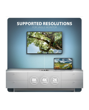 axagon HMC-CUB83X2 Wieloportovy hub USB 7in1, 10Gbps, 2x USB-A, 1x USB-C, 1x HDMI 4K/144Hz, DP 8K/30Hz, GLAN, PD 100W, 15cm USB-C kabel nr 2