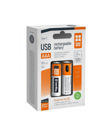 Colorway Bateria Ładowanie AAA 590mAh, Li-Pol, USB-C, 1.5V, 6ks nr 2