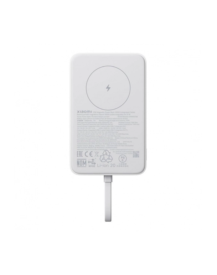 Xiaomi Powerbank Indukcyjny Z Kablem 33W Magnetic Power Bank 10000Mah Biały główny