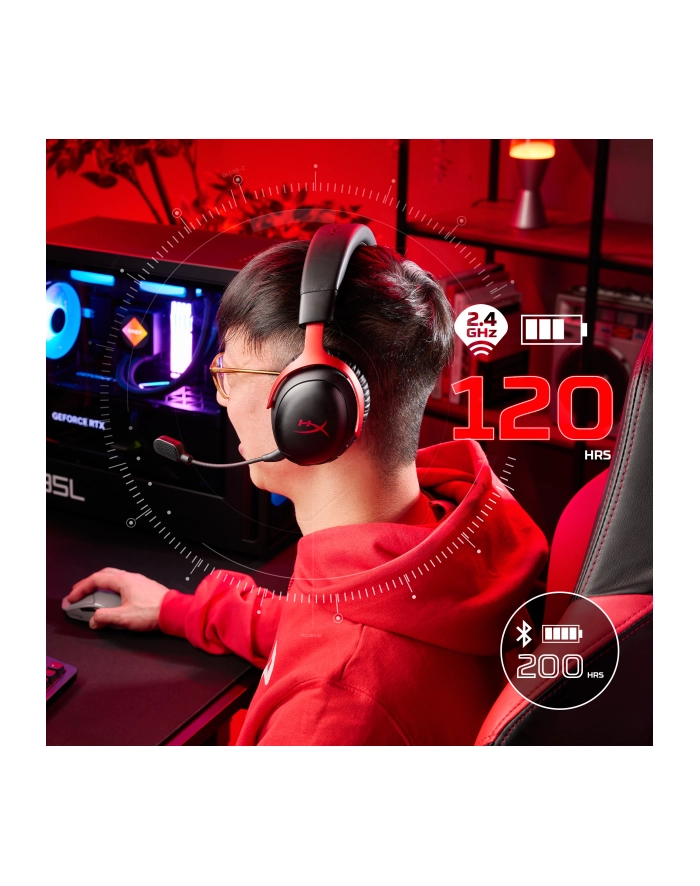 Słuchawki HyperX Cloud III S bezprzewodowe czarny-czerwony Gaming A59Z0AA główny