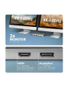 axagon HMC-CUB83X2 Wieloportovy hub USB 7in1, 10Gbps, 2x USB-A, 1x USB-C, 1x HDMI 4K/144Hz, DP 8K/30Hz, GLAN, PD 100W, 15cm USB-C kabel - nr 15