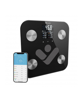 Waga diagnostyczna bluetooth TrueLife FitShape S6 BT czarna kolorowy LCD 0,2 ~ 180 kg iOS, System Android nr 1