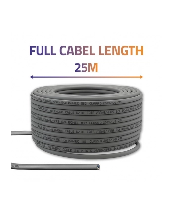 Kabel sieciowy Qoltec Patchcord skrętka UTP | Miedziany Cu | CAT6 | High speed 1Gb/s | LAN | 25m | Szary nr 2