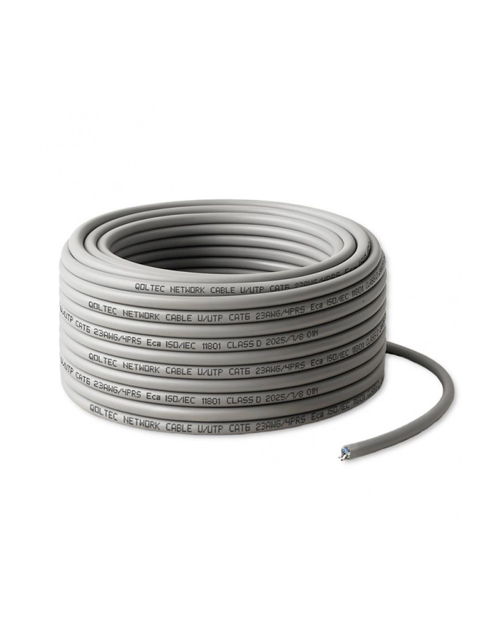 Kabel sieciowy Qoltec Patchcord skrętka UTP | Miedziany Cu | CAT6 | High speed 1Gb/s | LAN | 25m | Szary główny