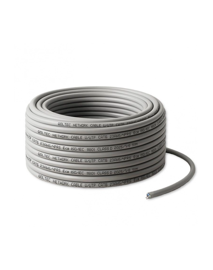 Kabel sieciowy Qoltec Patchcord skrętka UTP | Miedziany Cu | CAT6 | High speed 1Gb/s | LAN | 50m | Szary główny