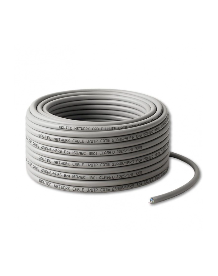 Kabel sieciowy Qoltec Patchcord skrętka UTP | Miedziany Cu | CAT6 | High speed 1Gb/s | LAN | 100m | Szary główny