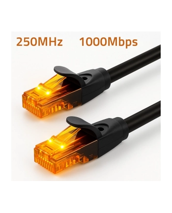 Kabel Patchcord Qoltec UTP | CAT6 | 2 x RJ-45 | High speed 1Gb/s | Pozłacane styki | 15m | Czarny nr 2
