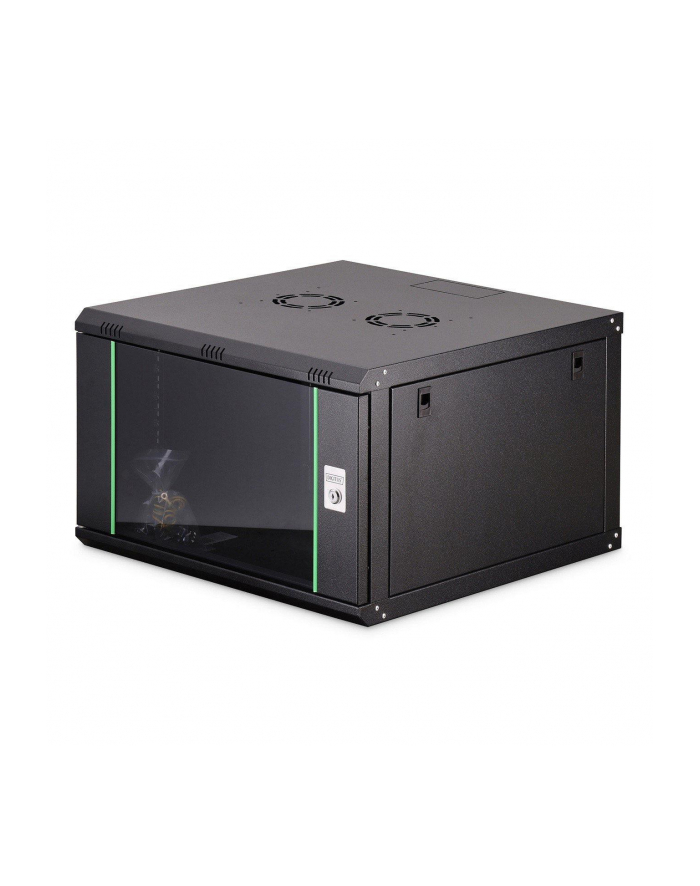 Szafa sieciowa wisząca jednosekcyjna DIGITUS Dynamic 19'' 7U, 600x600, drzwi szyba, czarny, niezmontowana, 60kg główny
