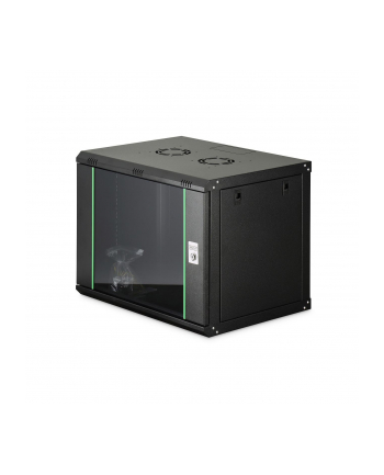 Szafa sieciowa wisząca jednosekcyjna DIGITUS Dynamic 19'' 9U, 600x450, drzwi szyba, czarny, niezmontowana, 60kg
