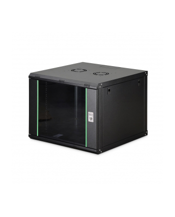 Szafa sieciowa wisząca jednosekcyjna DIGITUS Dynamic 19'' 9U, 600x600, drzwi szyba, czarny, niezmontowana, 60kg