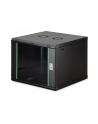 Szafa sieciowa wisząca jednosekcyjna DIGITUS Dynamic 19'' 9U, 600x600, drzwi szyba, czarny, niezmontowana, 60kg - nr 1