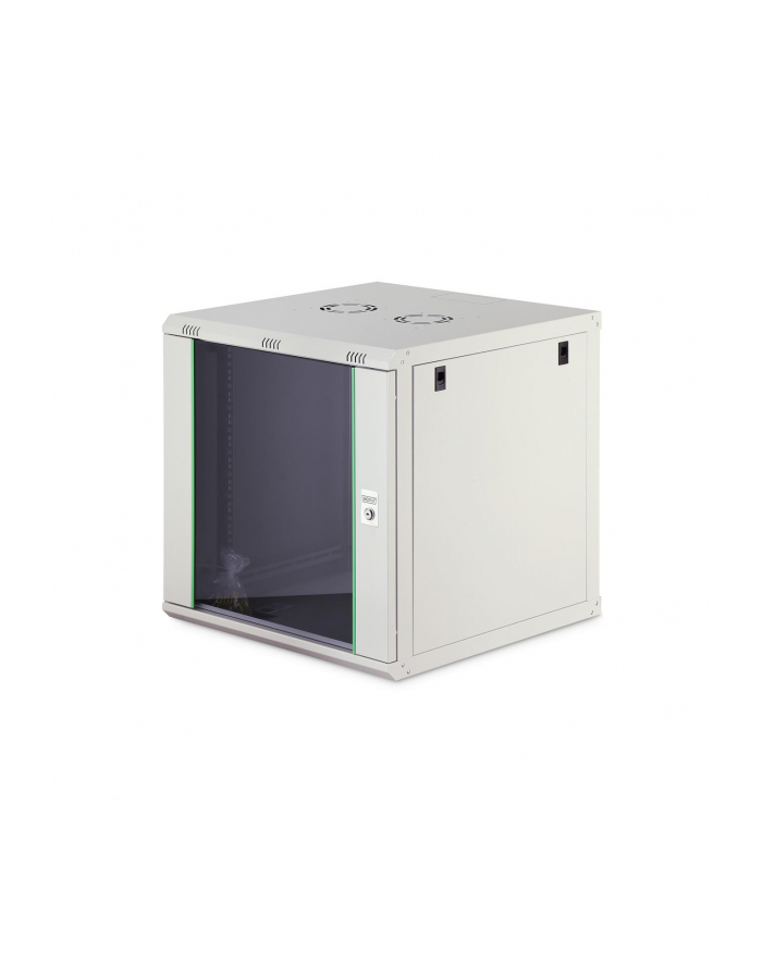 Szafa sieciowa wisząca jednosekcyjna DIGITUS Dynamic 19'' 12U, 600x600, drzwi szyba, szary, niezmontowana, 60kg główny