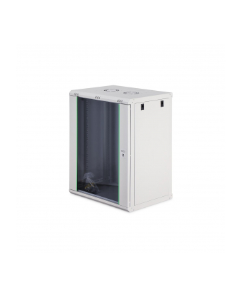 Szafa sieciowa wisząca jednosekcyjna DIGITUS Dynamic 19'' 16U, 600x450, drzwi szyba, szary, niezmontowana, 60kg