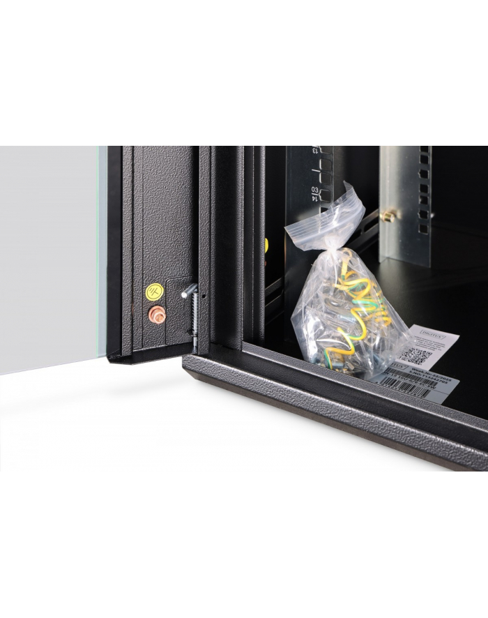 Szafa sieciowa wisząca jednosekcyjna DIGITUS Dynamic 19'' 16U, 600x450, drzwi szyba, czarny, niezmontowana, 60kg główny