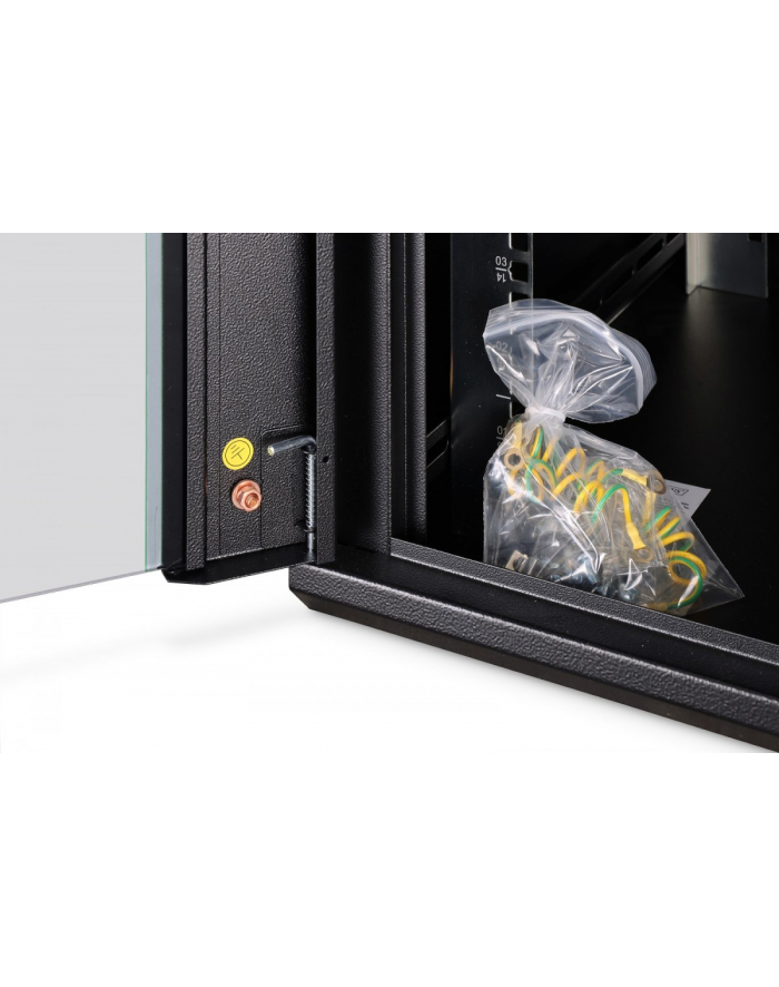 Szafa sieciowa wisząca jednosekcyjna DIGITUS Dynamic 19'' 16U, 600x600, drzwi szyba, czarny, niezmontowana, 60kg główny