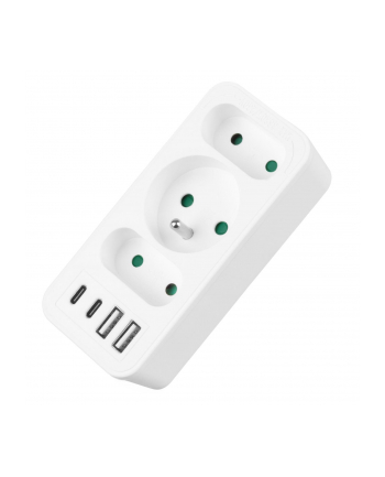 Gniazdko prądowe x3 + 4xUSB Maclean MCE248 F/W, rozgałęźnik z 3 gniazdami, 2xUSB A, 2xUSB C PD 20W, 1x16A + 2x6A nr 1