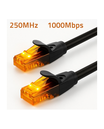 Kabel Patchcord Qoltec UTP | CAT6 | 2 x RJ-45 | High speed 1Gb/s | Pozłacane styki | 25m | Czarny nr 2