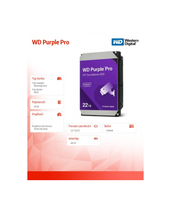 western digital Dysk HDD Purple Pro 22TB 3,5' WD221PURP nr 1