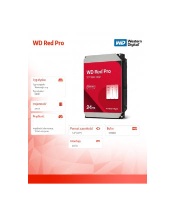 western digital Dysk HDD Red Pro 24TB 3,5'' 512MB/7200rpm WD241KFGX nr 1