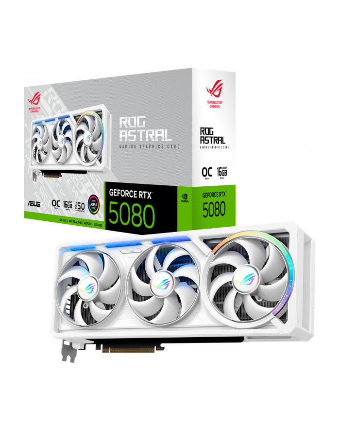 asus Karta graficzna GeForce RTX 5080 ROG ASTRAL OC GDDR7 256bit 2HDMI/3DP biała główny