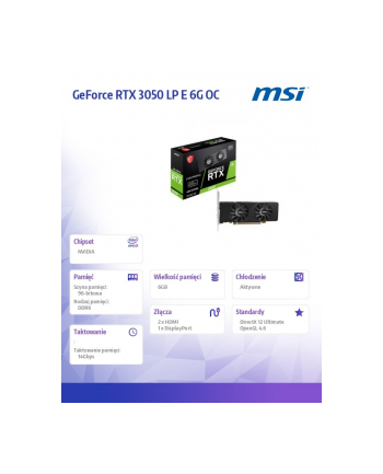 msi Karta graficzna GeForce RTX 3050 LP E 6G OC