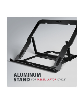 axagon STND-LAB Podstawa do laptopów aluminiowa 10-17,3 cala 8 regulowanych pozycji, Czarna nr 1
