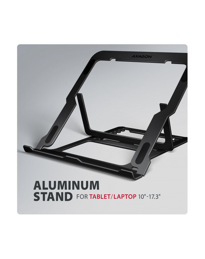 axagon STND-LAB Podstawa do laptopów aluminiowa 10-17,3 cala 8 regulowanych pozycji, Czarna główny