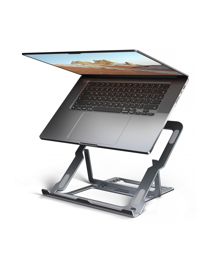 axagon STND-LAG Podstawa do laptopów aluminiowa 10-17,3 cala 8 regulowanych pozycji, Szara główny