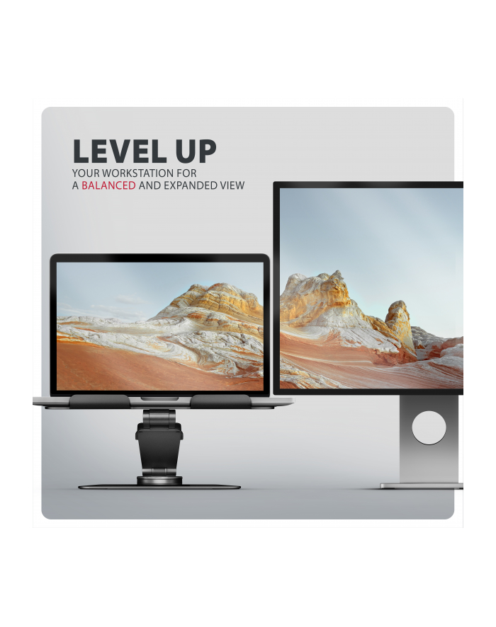 axagon STND-LRB Podstawa do laptopów aluminiowa 10-17,3 cala regulowana wysokość, obczerwonyowa o 360 stopni, Czarna główny