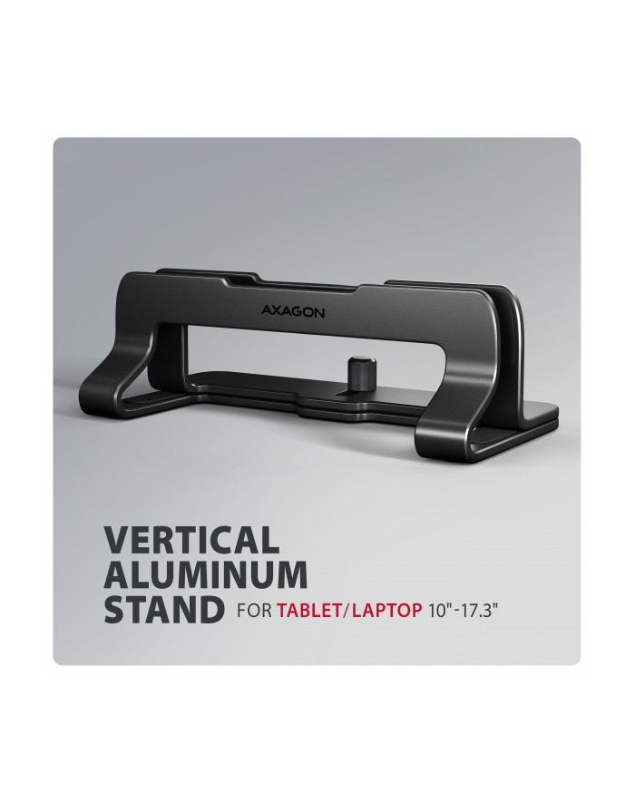 axagon STND-VB Podstawa do laptopów aluminiowa 10-17,3 cala pionowa, Czarna główny