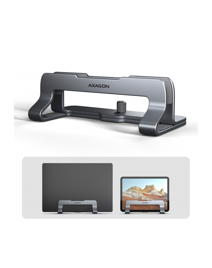 axagon STND-VG Podstawa do laptopów aluminiowa 10-17,3 cala pionowa, Szara główny